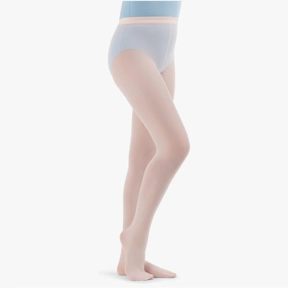 CAPEZIO Hold and Stretch Footed Tights Ballerina Pink Girls Size Small